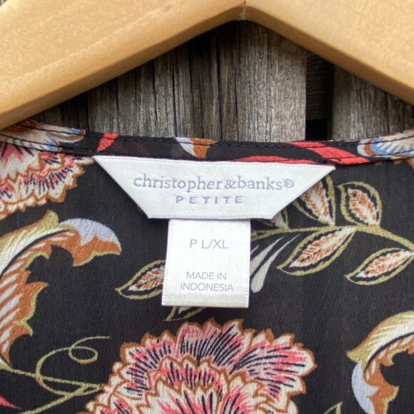 Christopher & Banks Kimono Style Floral Print Lightweight Fabric Top Size L - Picture 3 of 11